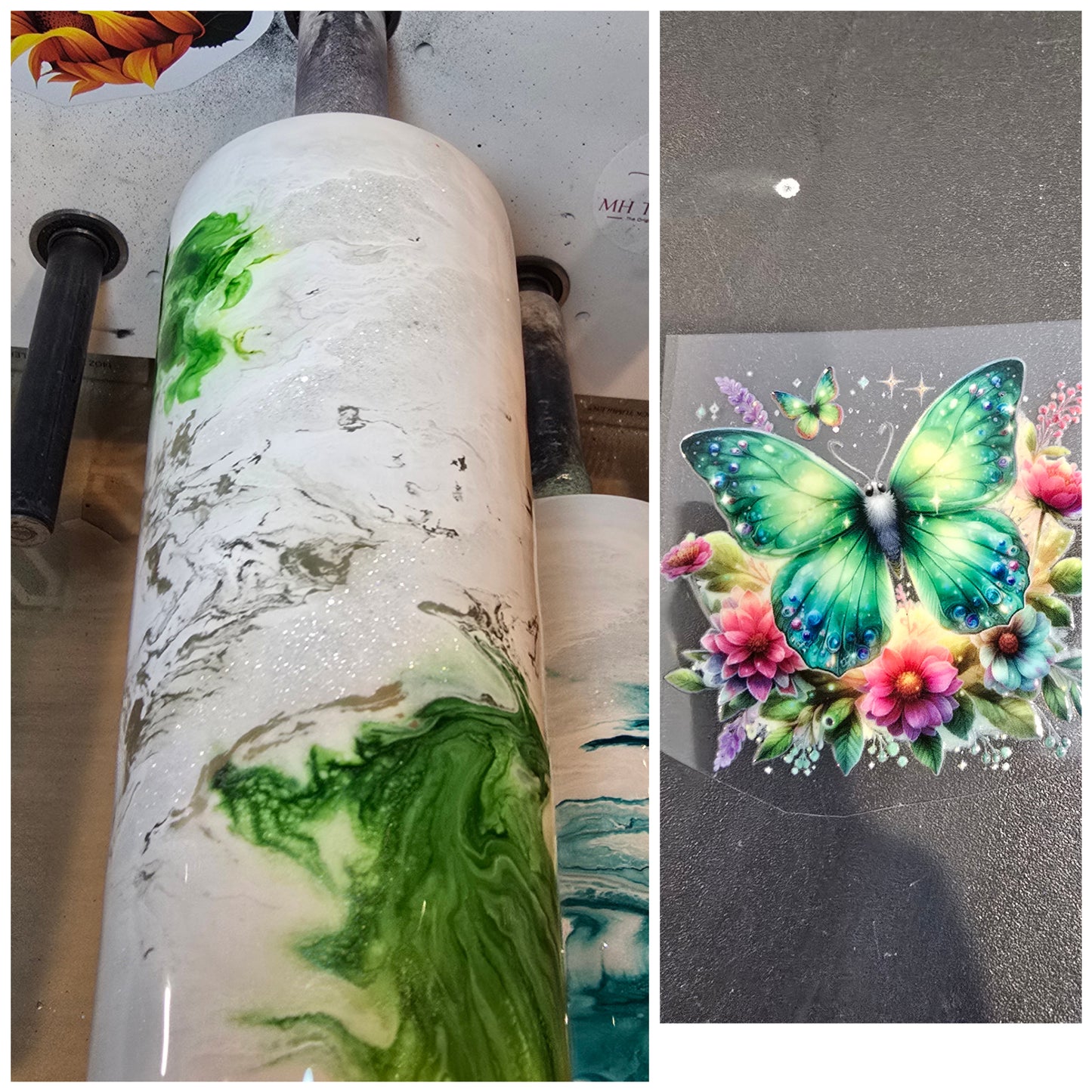 9/18/25 Tonia's Live Creations -24oz Dual Flip- Green Elegance ( Butterfly)