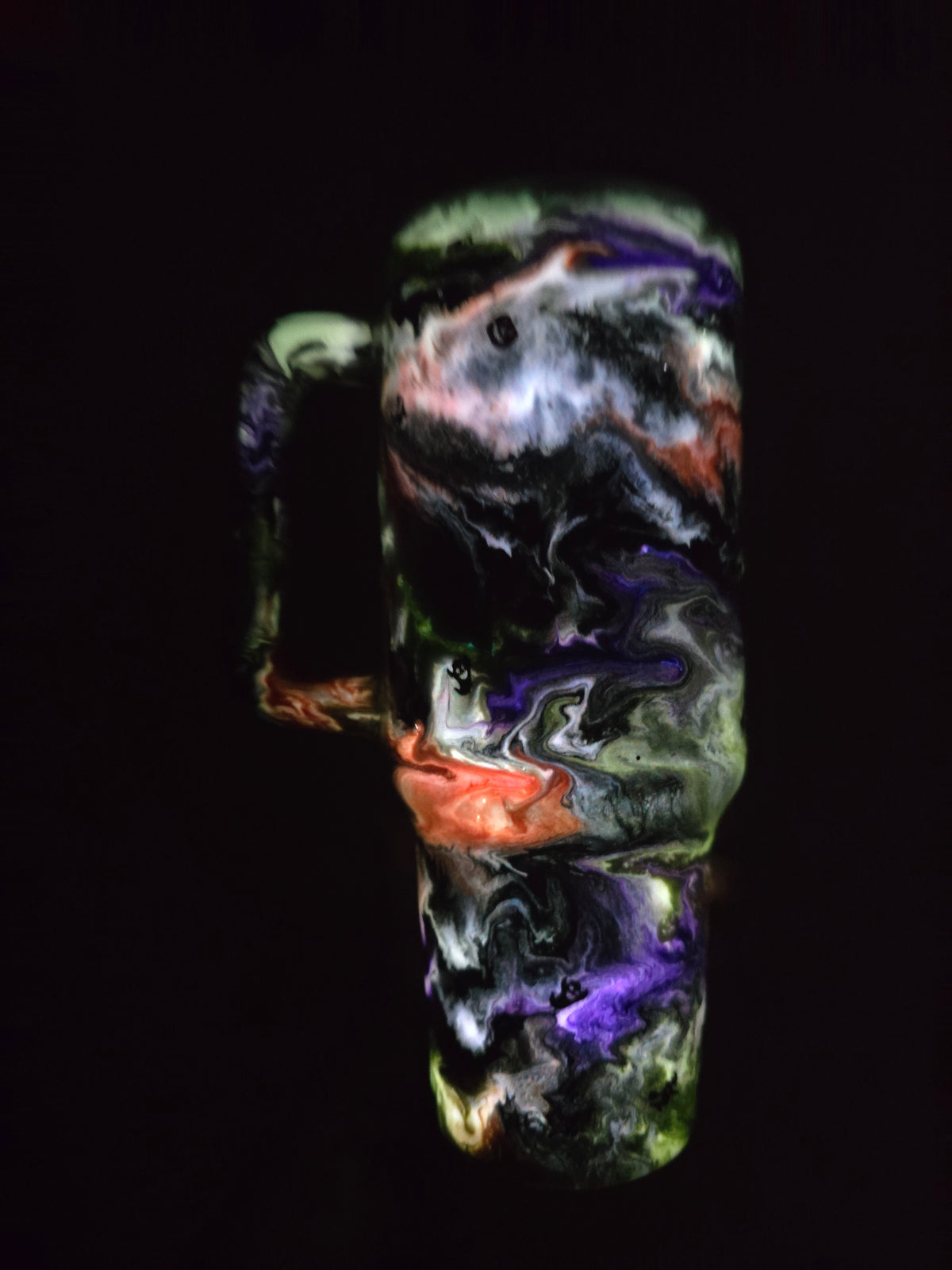 #2- 40oz handle- Halloween ink swirl (Glow)