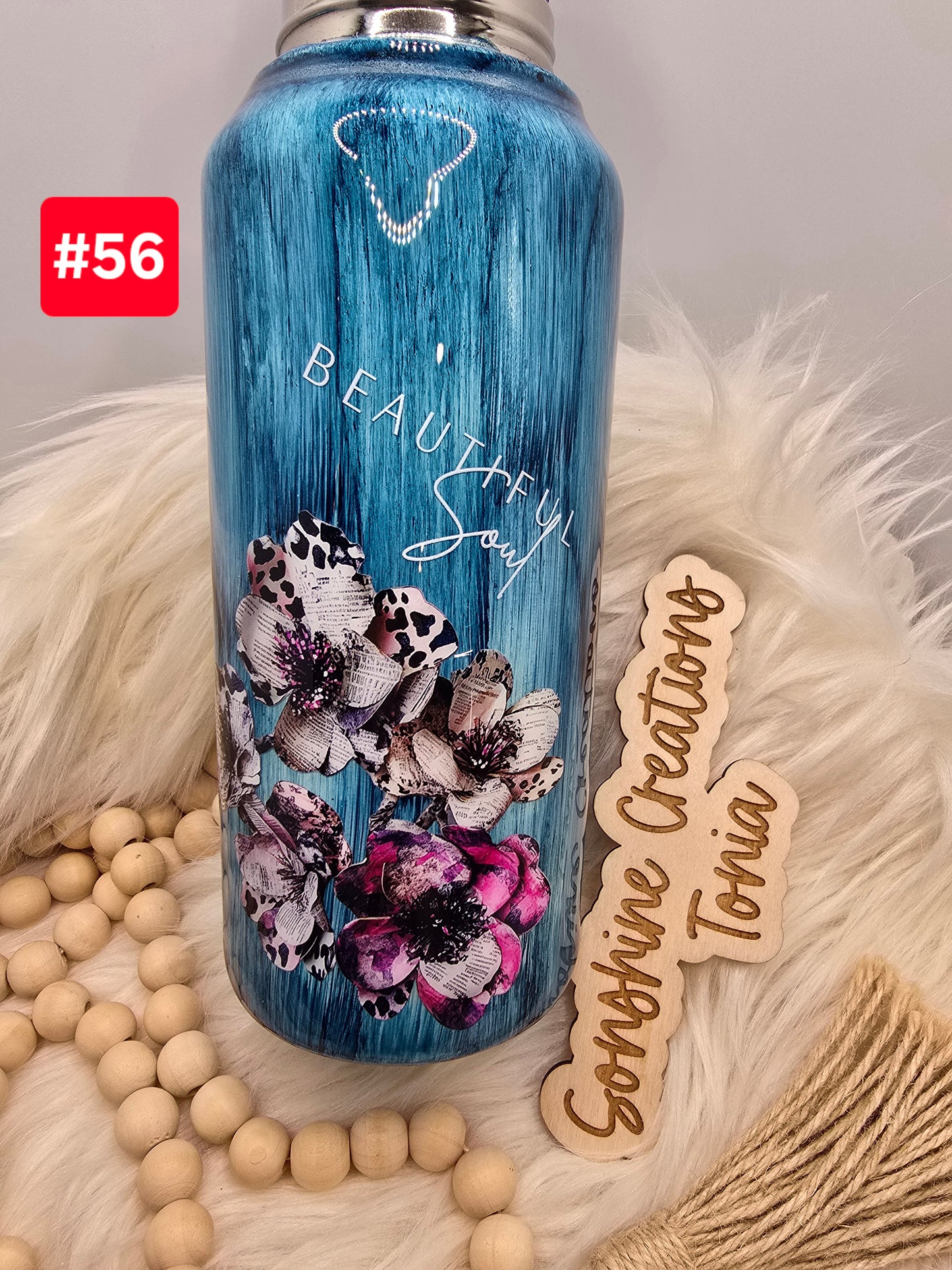 LIVE SALE 5/042025 - #56- 32oz Hydro Sport Duo: Newspaper flowers "Don't look back you're not going that way"