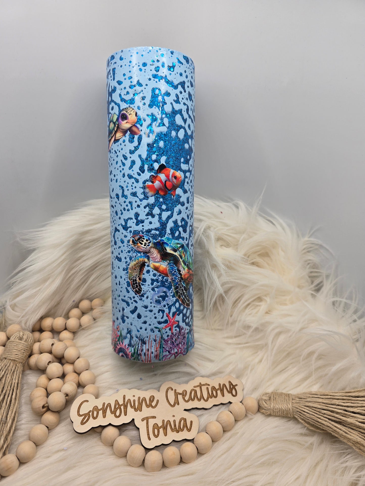 10/03/25 Tonia's Live Creations - 35oz Skinny- Ocean power wash Turtles