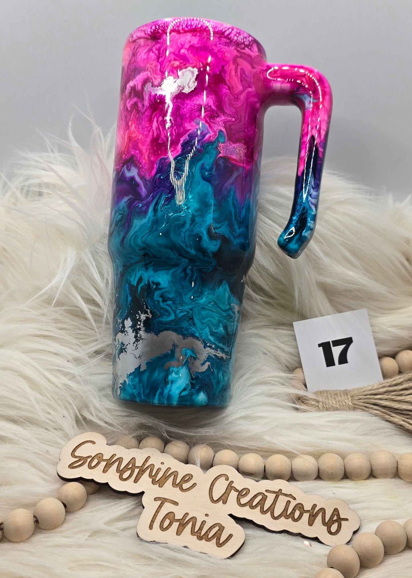 #17 Live Sale 5/31/2026 - 30oz Grippy- Half & Half- Teal pink swirl