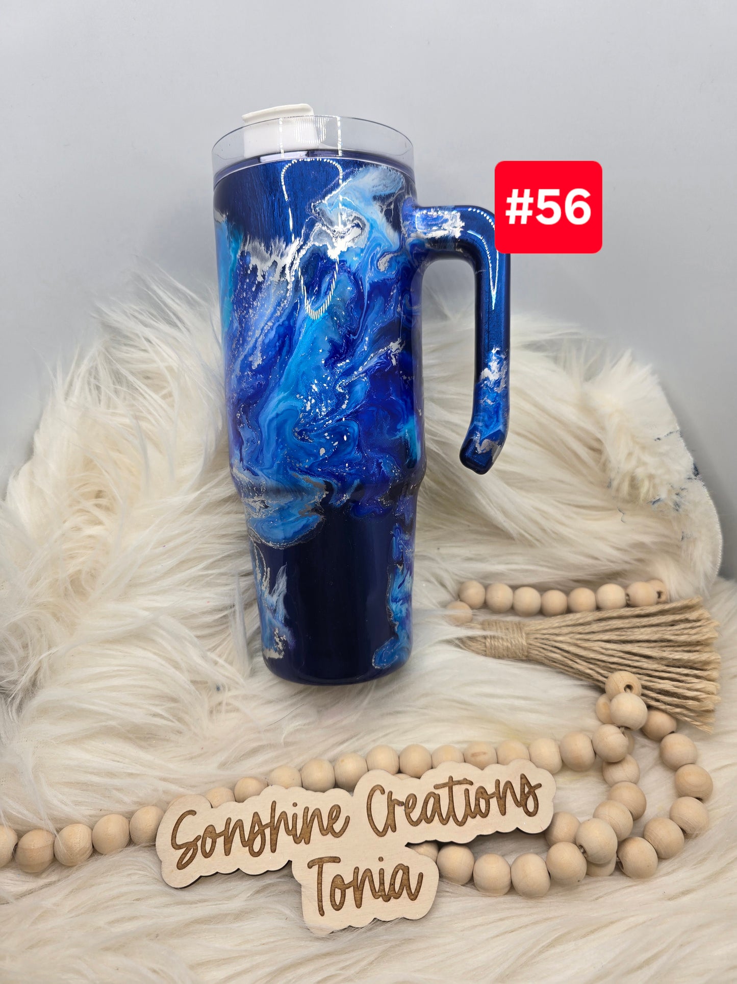 #56 Live Sale 5/03/2026 - 30oz Grippy- Blue Mica base- Blue ink swirl