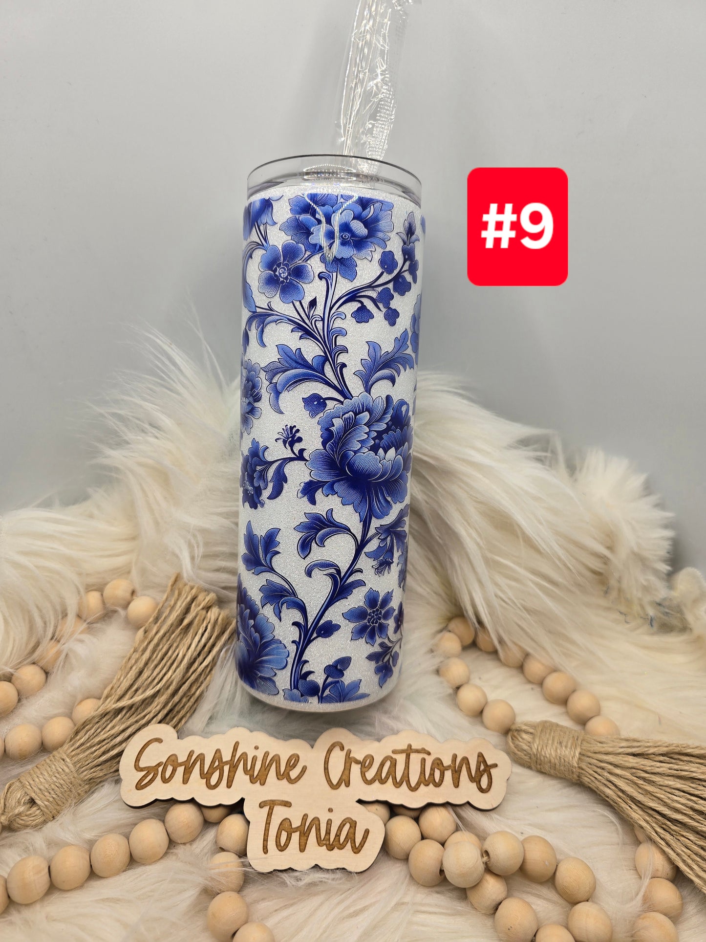 #9 Live Sale 3/15/2026 - 20oz Skinny- Blue flower wrap