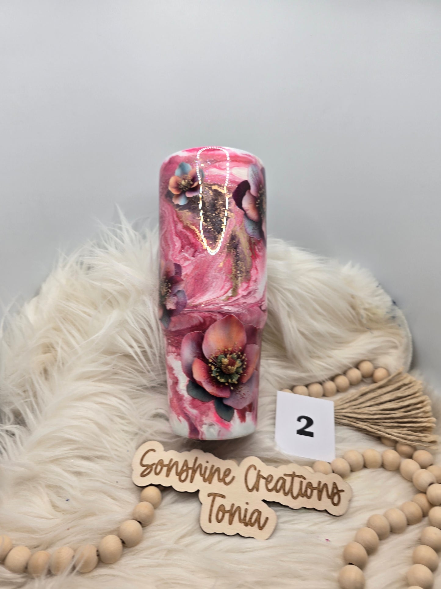 #2 Live Sale 5/31/2026 - 30oz Clipmate- Cranberry Marble- flowers-She Overcame quote
