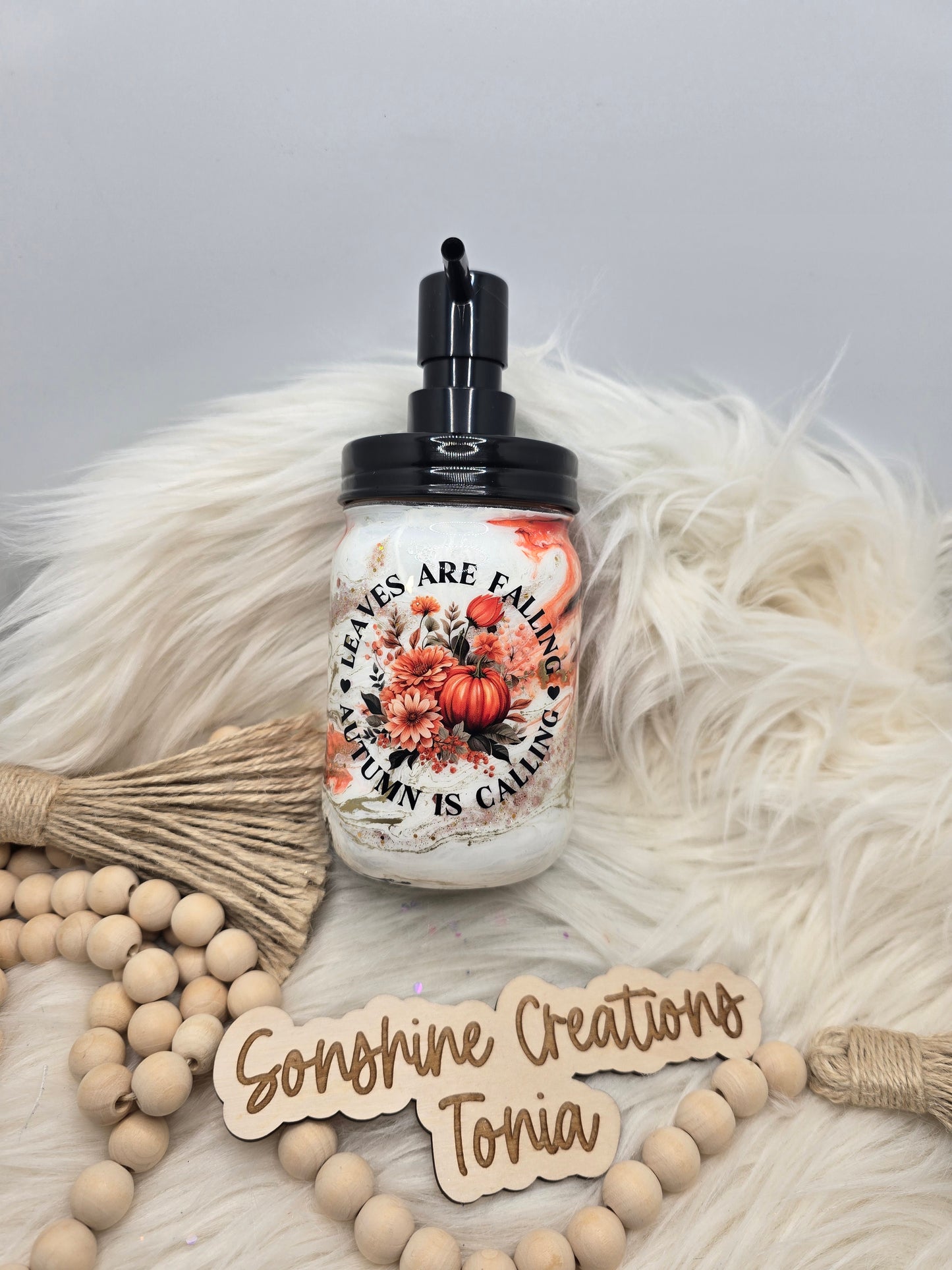 10/03/25 Tonia's Live Creations - 16oz Soap Dispenser- Fall Leaves are falling