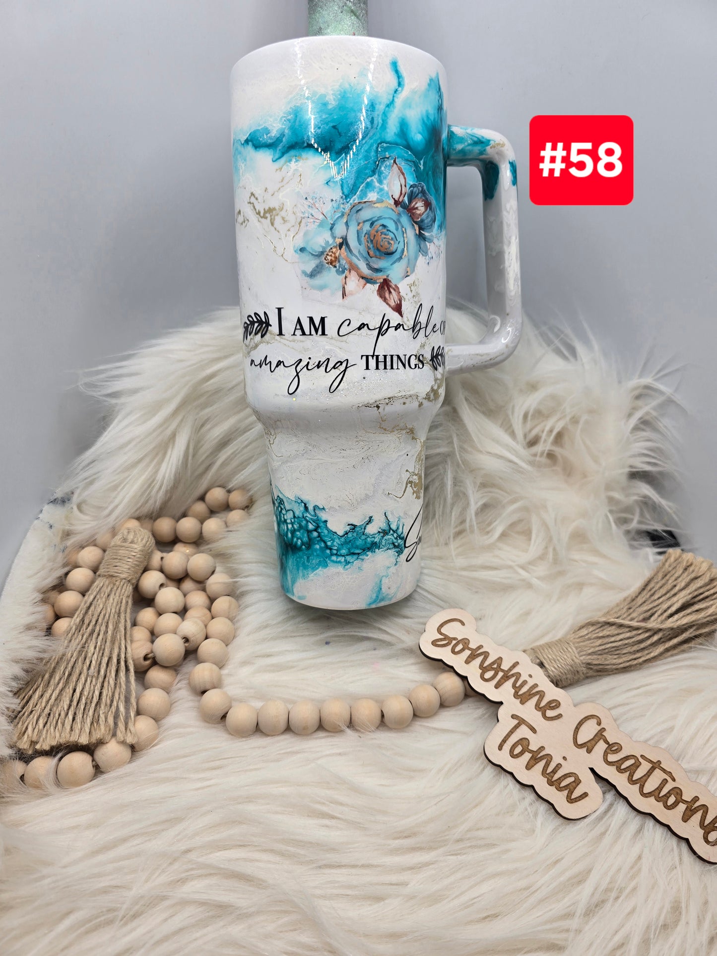 #58- Live Sale 09/14/2025 - 40 oz. Handle: Teal Elegance Affirmations