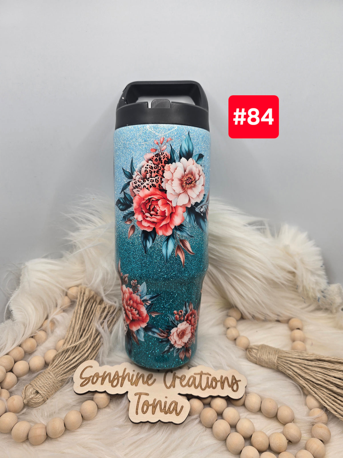 #84 Live Sale 3/15/2026 -30oz Clipmate- Teal ombre- She is... Flowers
