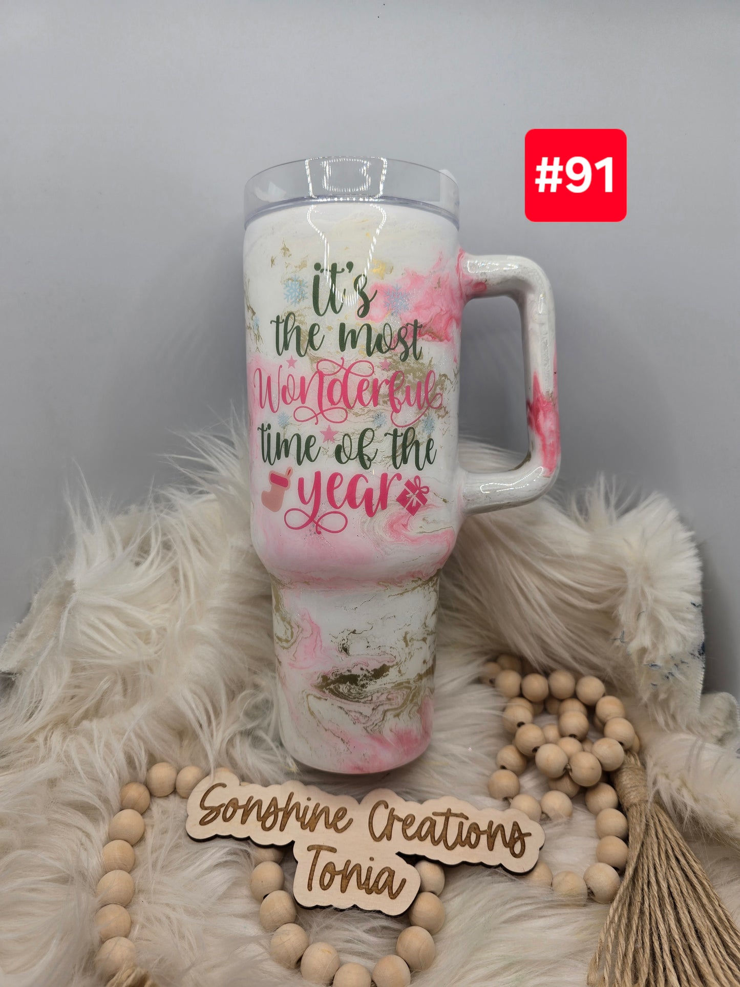 #91-Live Sale 12/07/2025 - 40oz Handle- Pink elegance- Pink Truck- Most wonderful time of the year