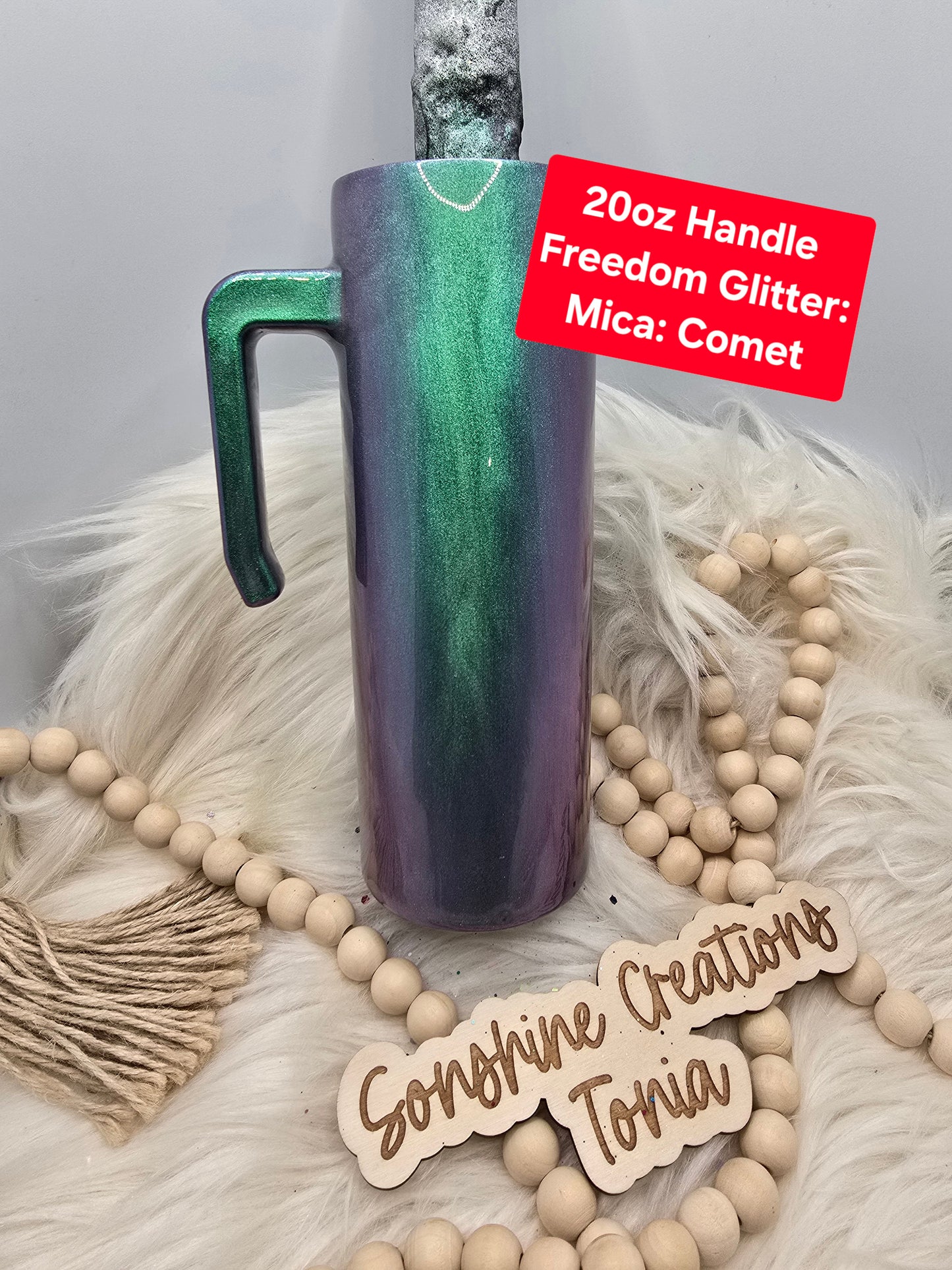 LIVE HYDRO DIP BASE 11/04/2025- 20oz Skinny Handle- Freedom Glitter: Mica: Comet