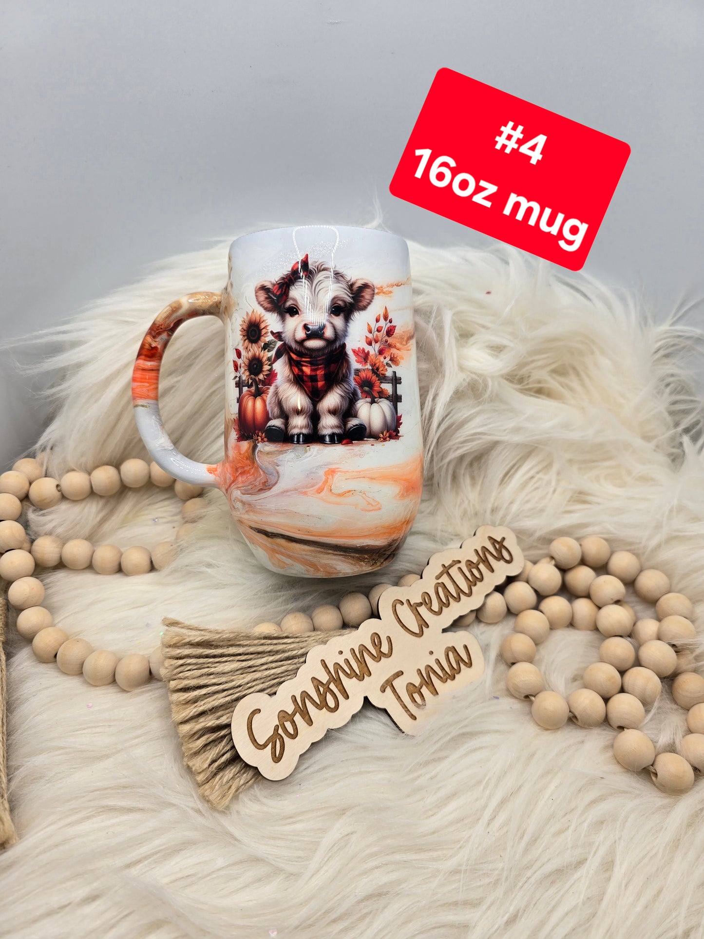 #4 Tonia's Live Creations - 16oz Coffee mug- Fall Highland cow
