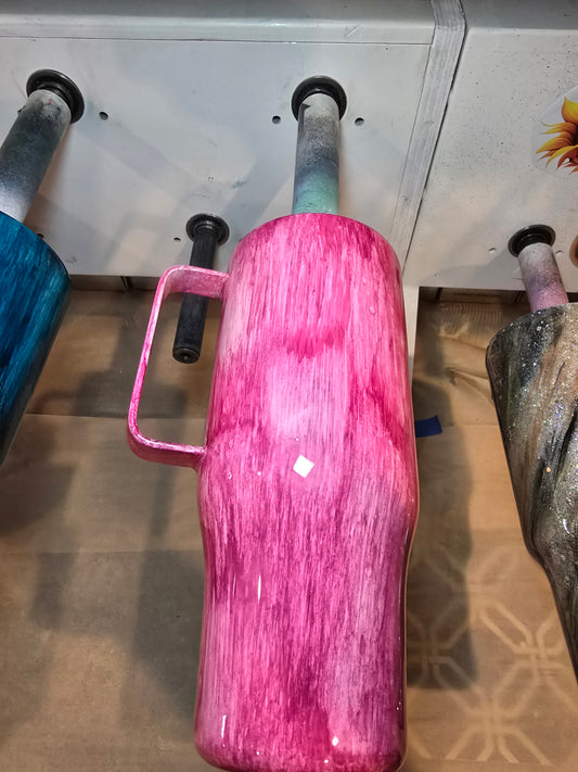LIVE HYDRO DIP BASE- 24oz curve handle- Pink woodgrain