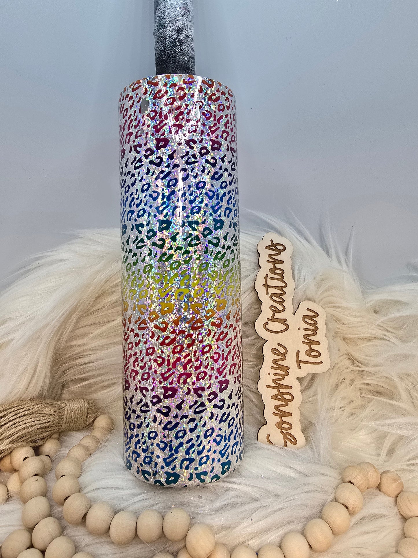 LIVE HYDRO DIP BASE 2/16/2025 -30oz Skinny- Rainbow Leopard Foil