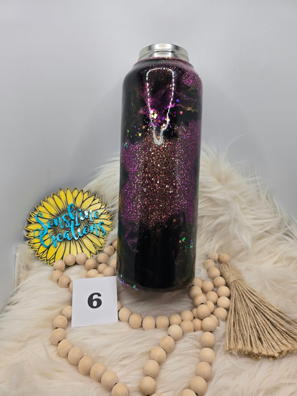 #6 - 40oz Hydro Duo - Glitter Ink Swirl - Purple Flower
