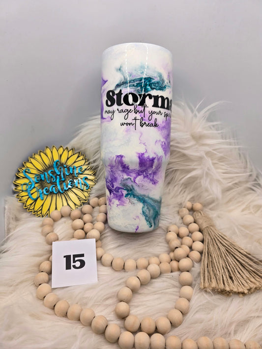 #15 - 30oz TriSip - Teal & Purple Ink Swirl - Storm Quote