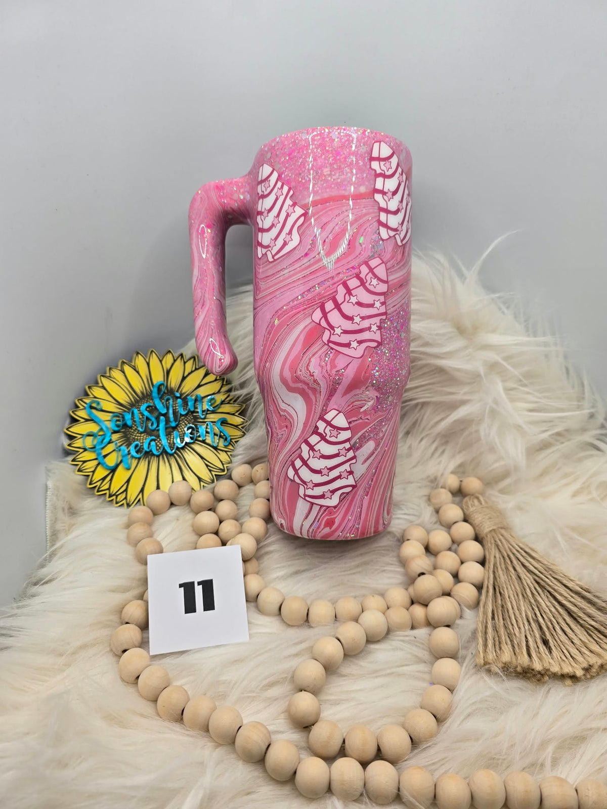 #11 - 30oz Grippy - Pink Hydro Dipped - Snack Cake Trees