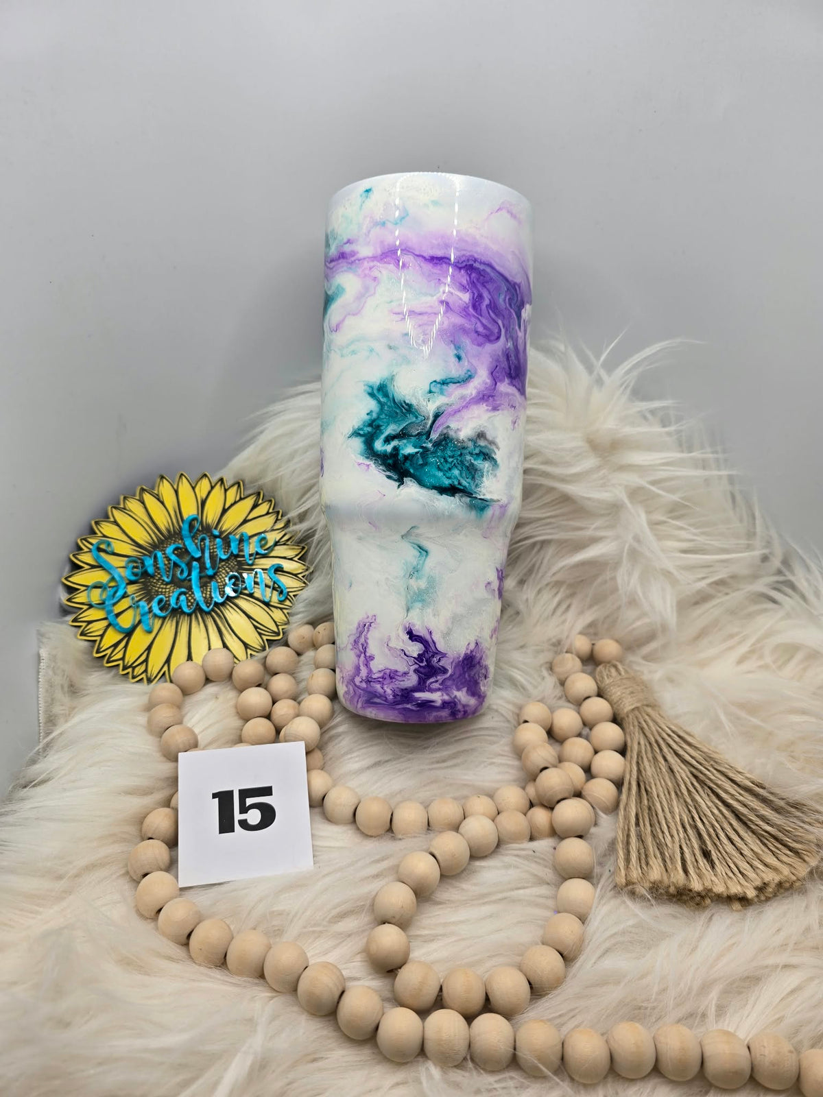#15 - 30oz TriSip - Teal & Purple Ink Swirl - Storm Quote