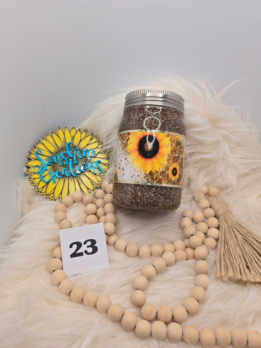 #23 - 12oz Mason Jar - Vinyl Sunflower