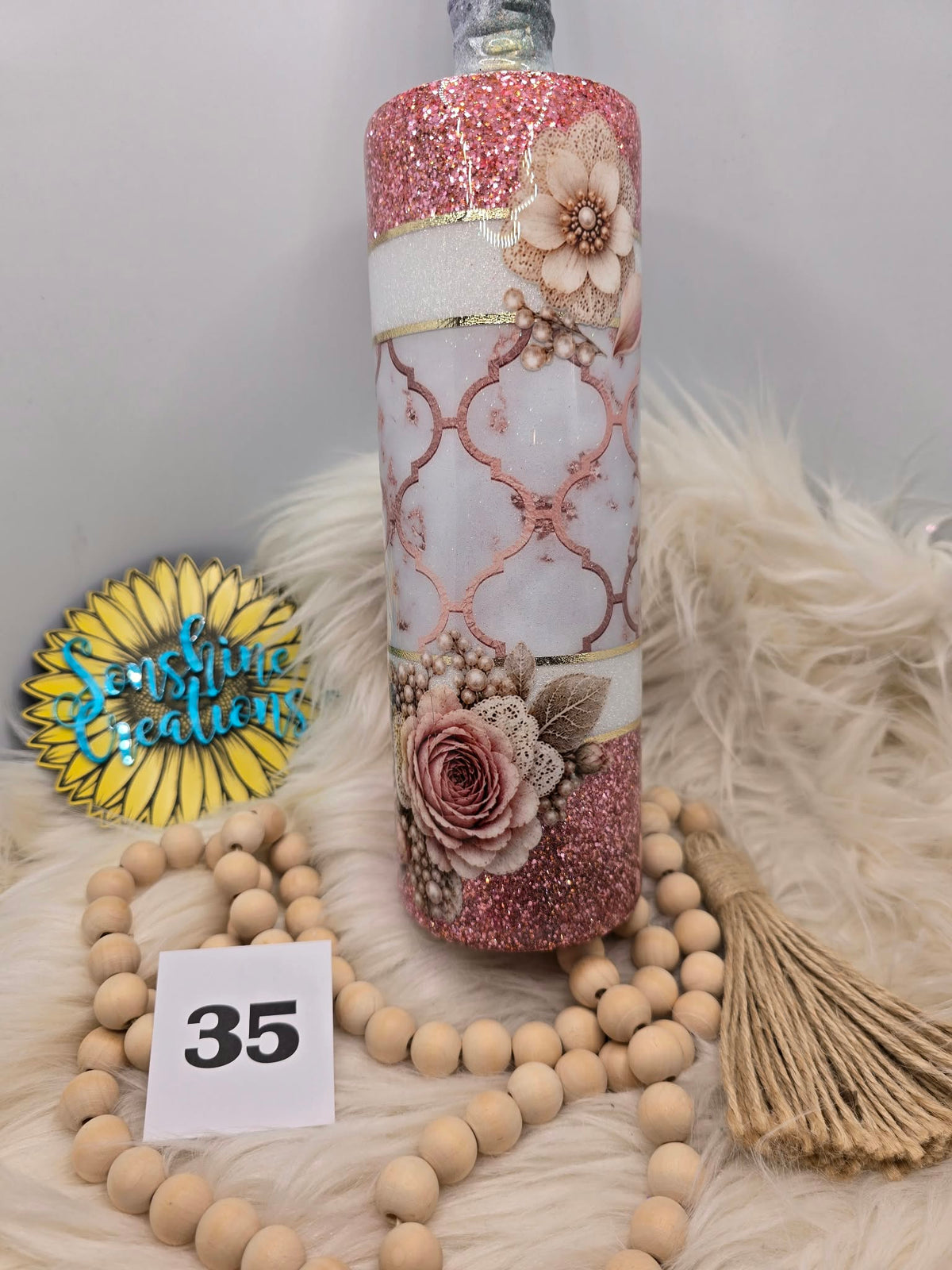 #35 - 30oz Skinny - Rose Gold Floral
