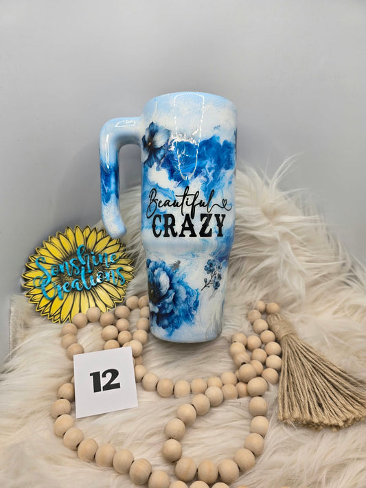 #12 - 30oz Grippy - Blue Ink Swirl - Beautiful Crazy