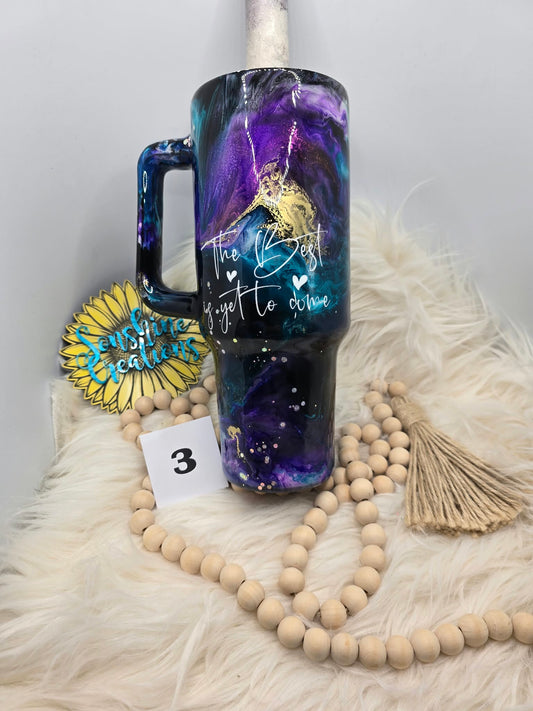 #3 - 40oz Handle - Teal/Purple/Gold Nebula - Quote