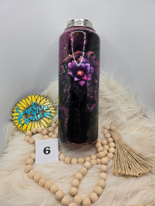 #6 - 40oz Hydro Duo - Glitter Ink Swirl - Purple Flower