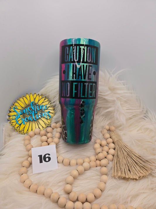 #16 - 30oz Clipmate - Handpainted with Foil - Caution