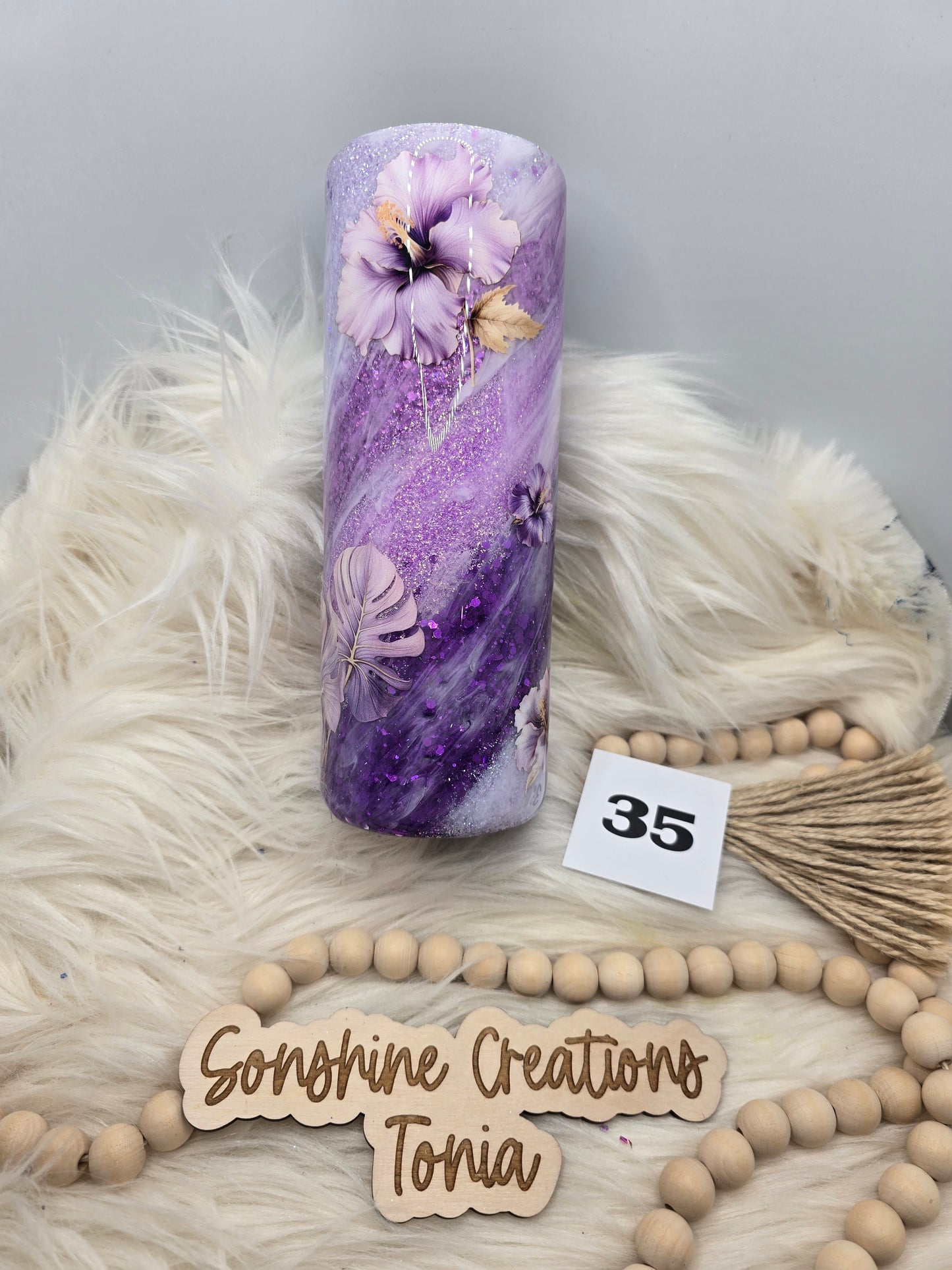 #35 Live Sale 5/31/2026 - 20oz Skinny- Purple tropical flowers milkyway "Keep Going"