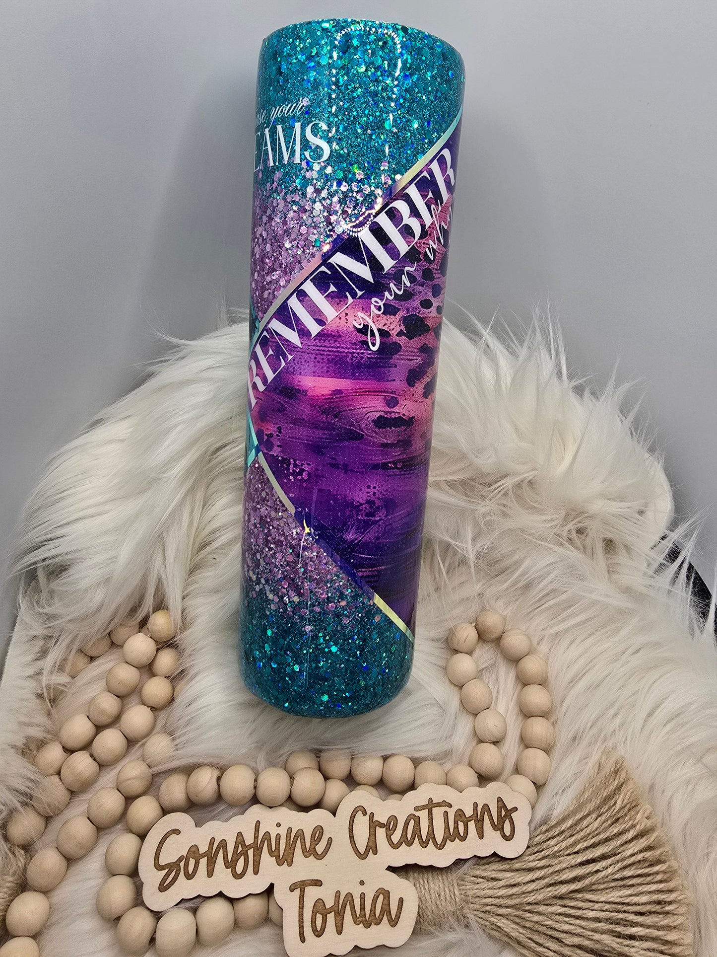 Birthday Drop 06/06/2025 - 35oz Duo- Purple Teal Leopard vinyl " Remember your Why, Chase your dreams, Know your Worth"