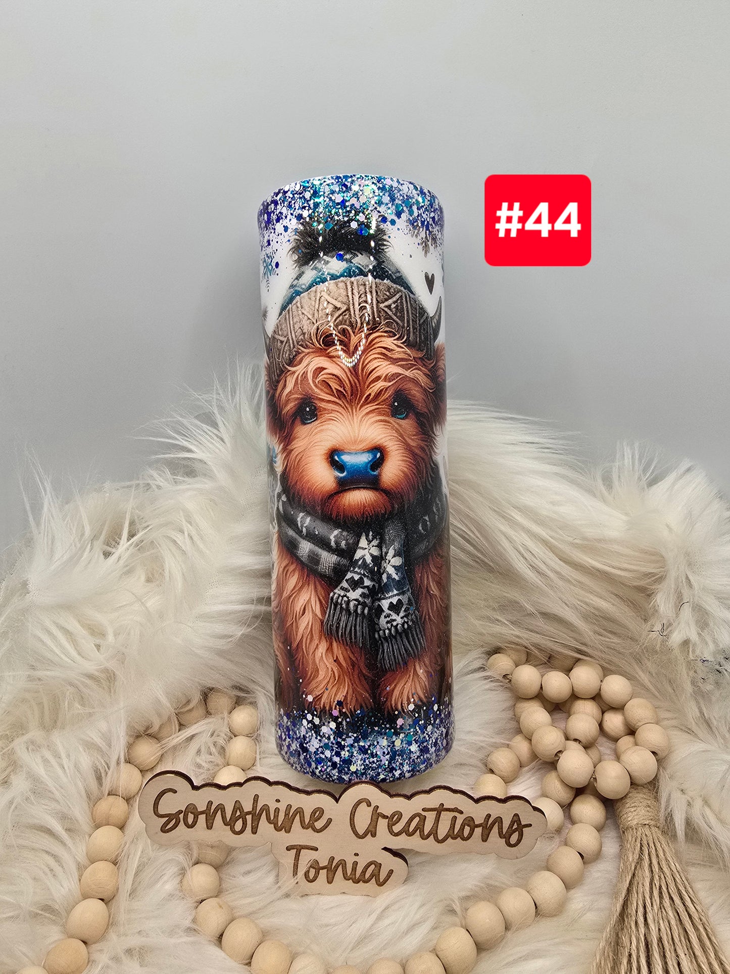 #44--Live Sale 12/07/2025 - 30oz skinny- Blue Christmas Highland cow vinyl wrap