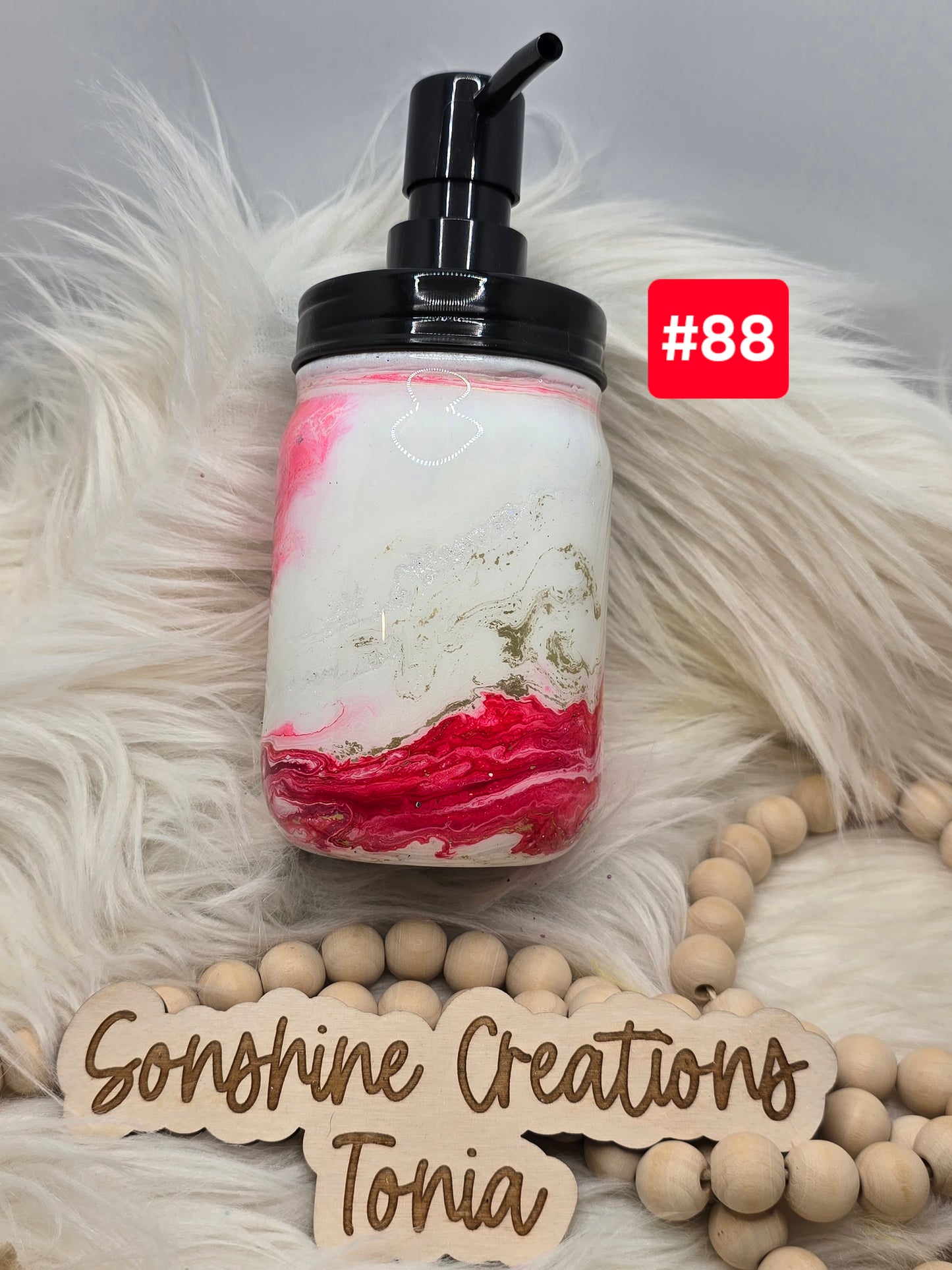 #88 Live Sale 2/01/2026 - 16oz Glass soap dispenser- Red elegance- Cardinal