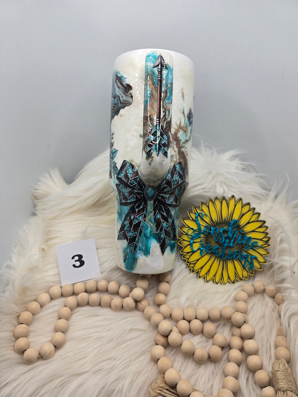 #3 - 40oz handle - Western Marble with Cross