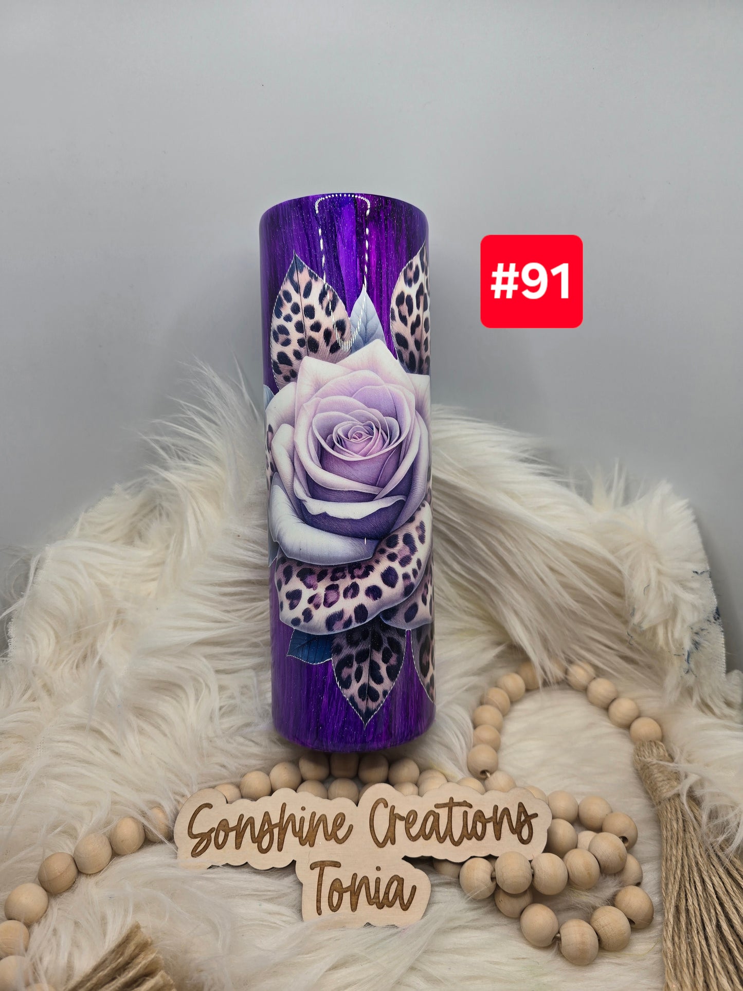 #91 Live Sale 2/01/2026 - 30oz Skinny- Purple woodgrain- Large Leopard Rose