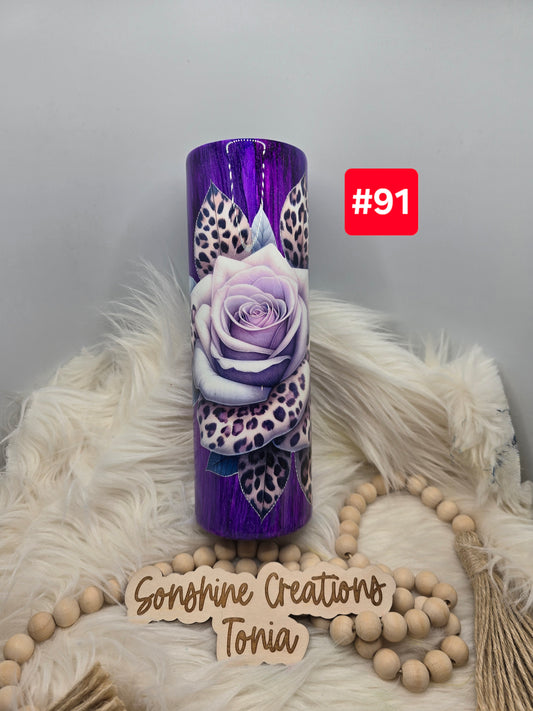 #91 Live Sale 2/01/2026 - 30oz Skinny- Purple woodgrain- Large Leopard Rose