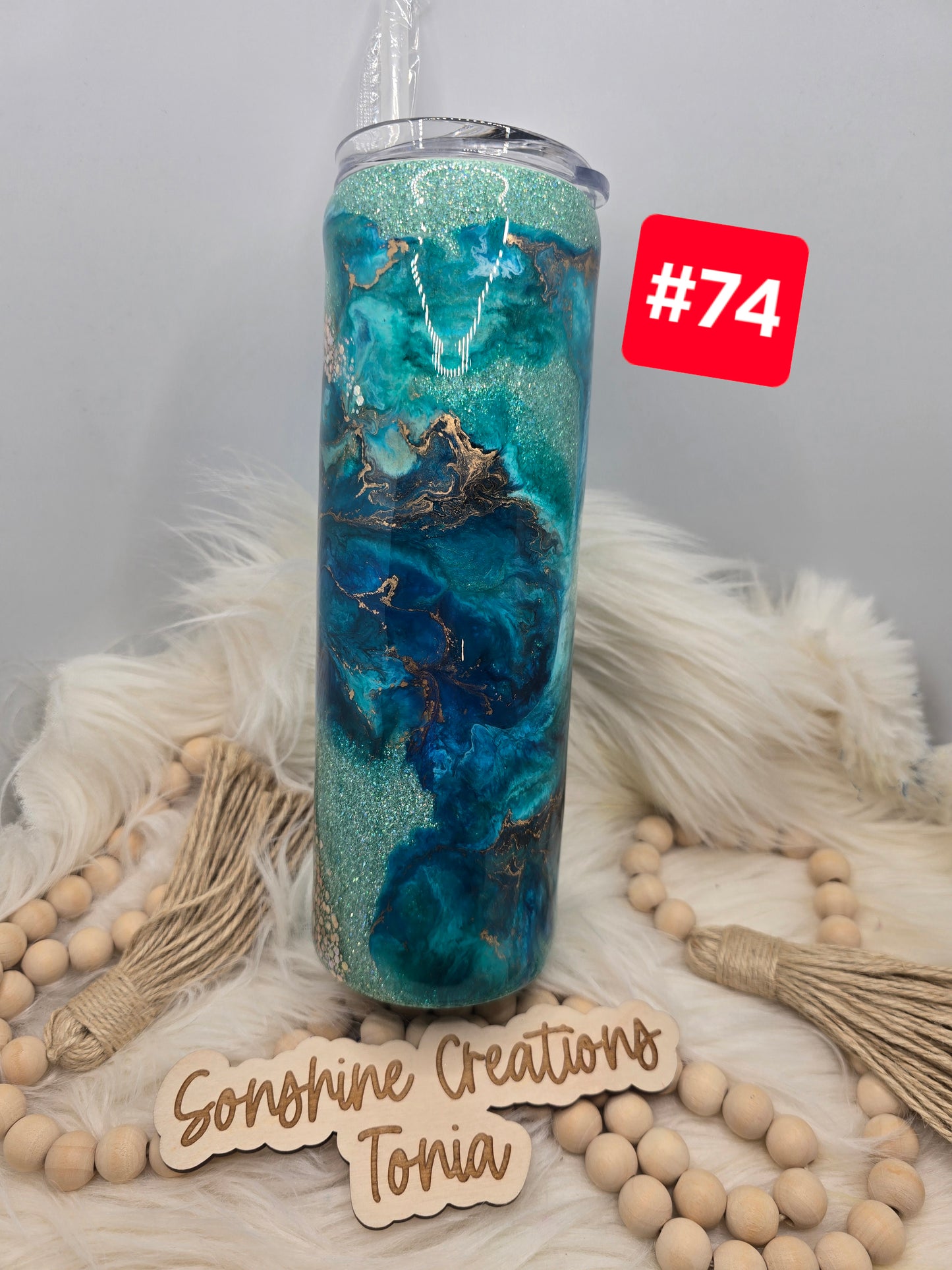 #74 Live Sale 3/15/2026 - 30oz Skinny- Sea shanty  glitter ink swirl