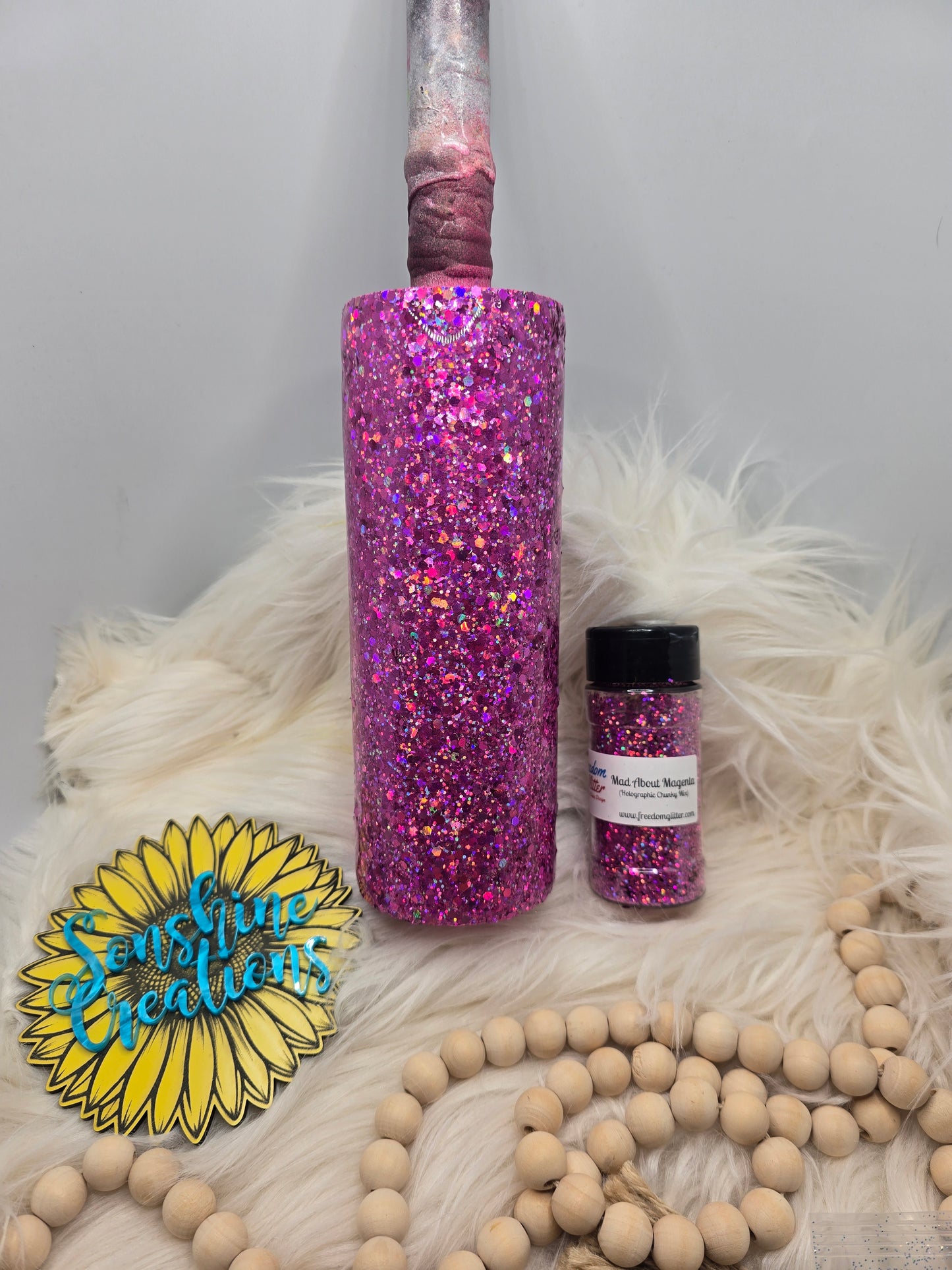Live Hydrodipping base 8/25/26  7pm cst- 20oz Skinny- Freedom Glitter: Mad about Magenta