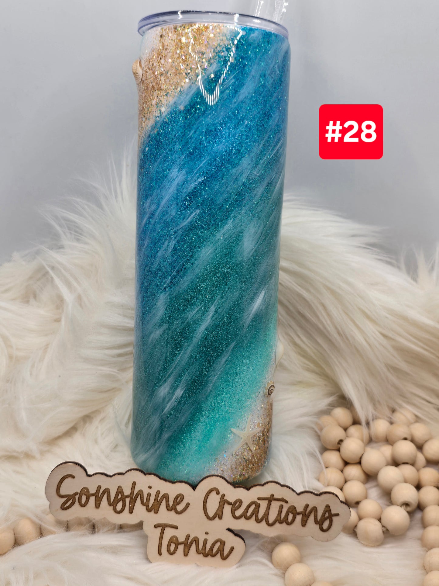 #28 Live Sale 2/01/2026 - 30oz Skinny- Beach milkyway w/ sea shells- Life's a beach