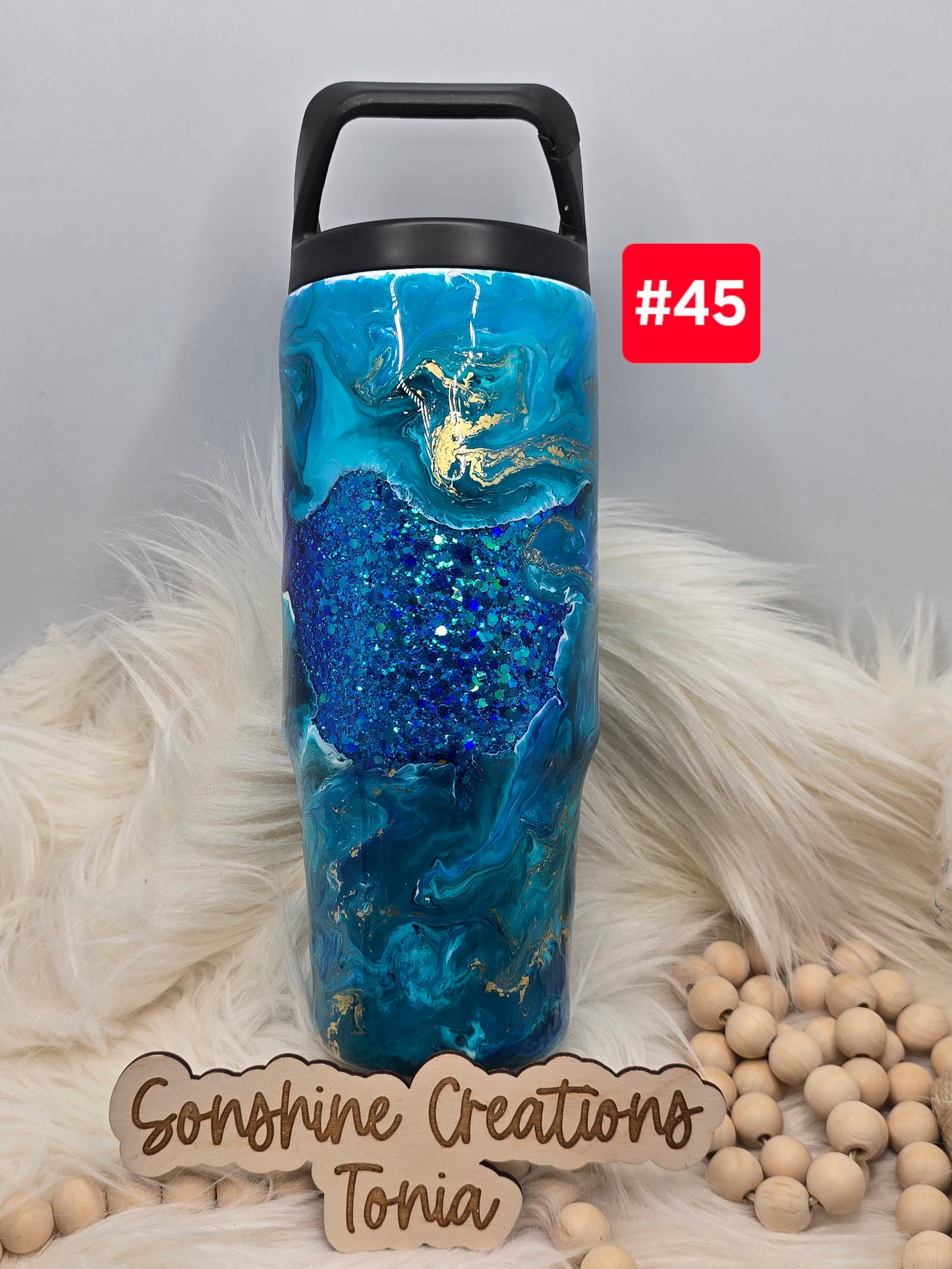 #45 Live Sale 2/01/2026 - 30oz Clipmate- Cool waters teal gold swirl