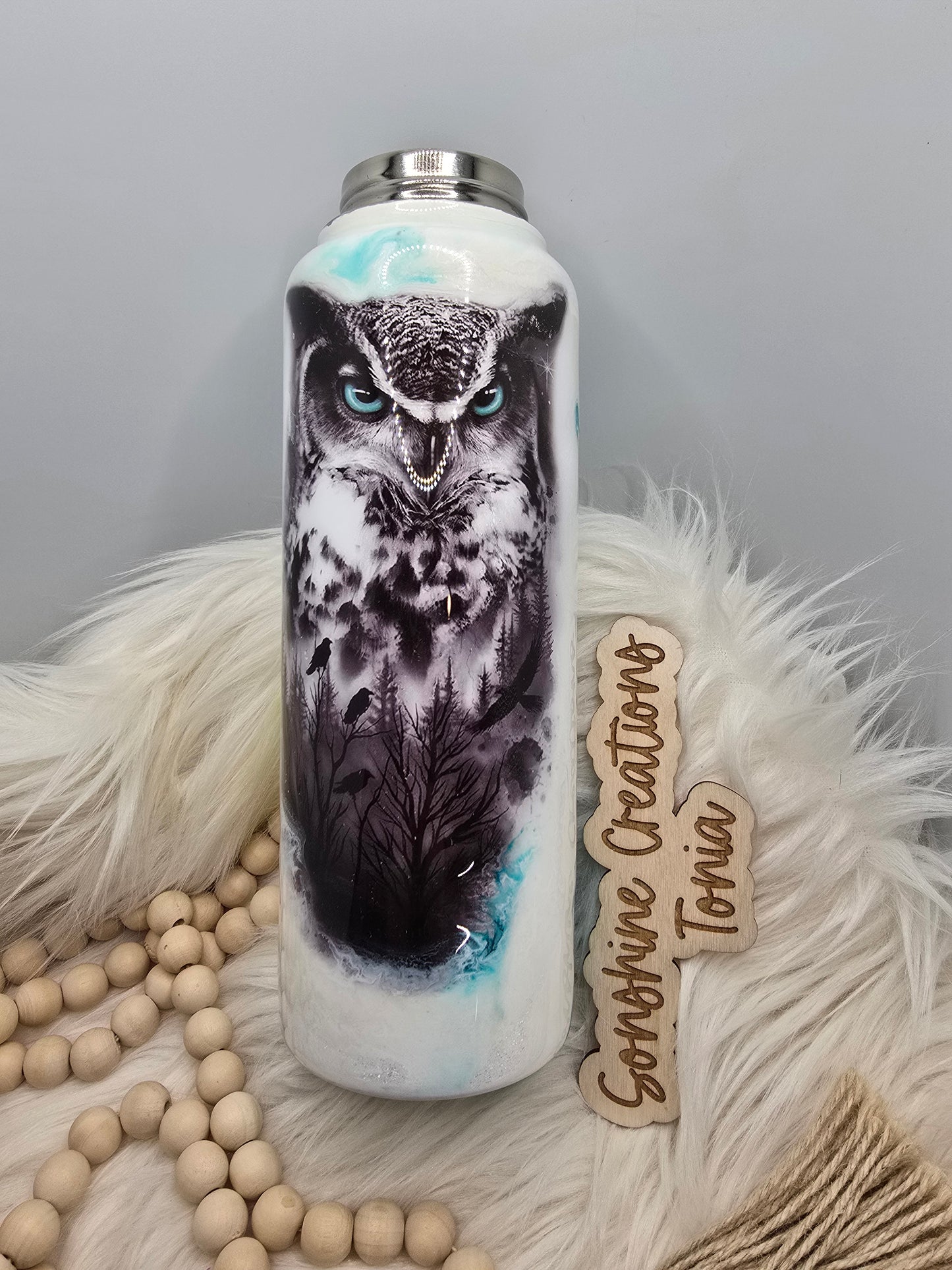 LIVE SALE 5/042025 - #27- 40oz Hydro duo sport: Owl teal elegance