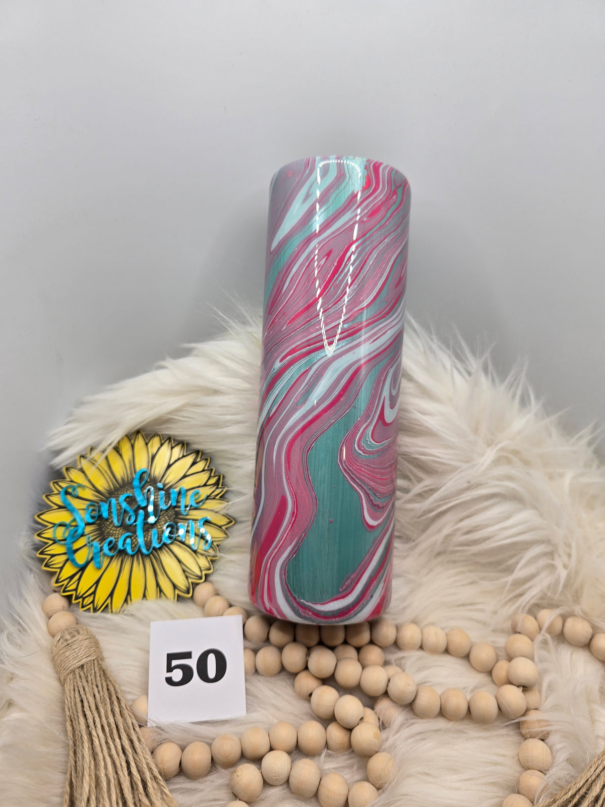 #50- 30oz Skinny- Metallic mint base hydro dipped