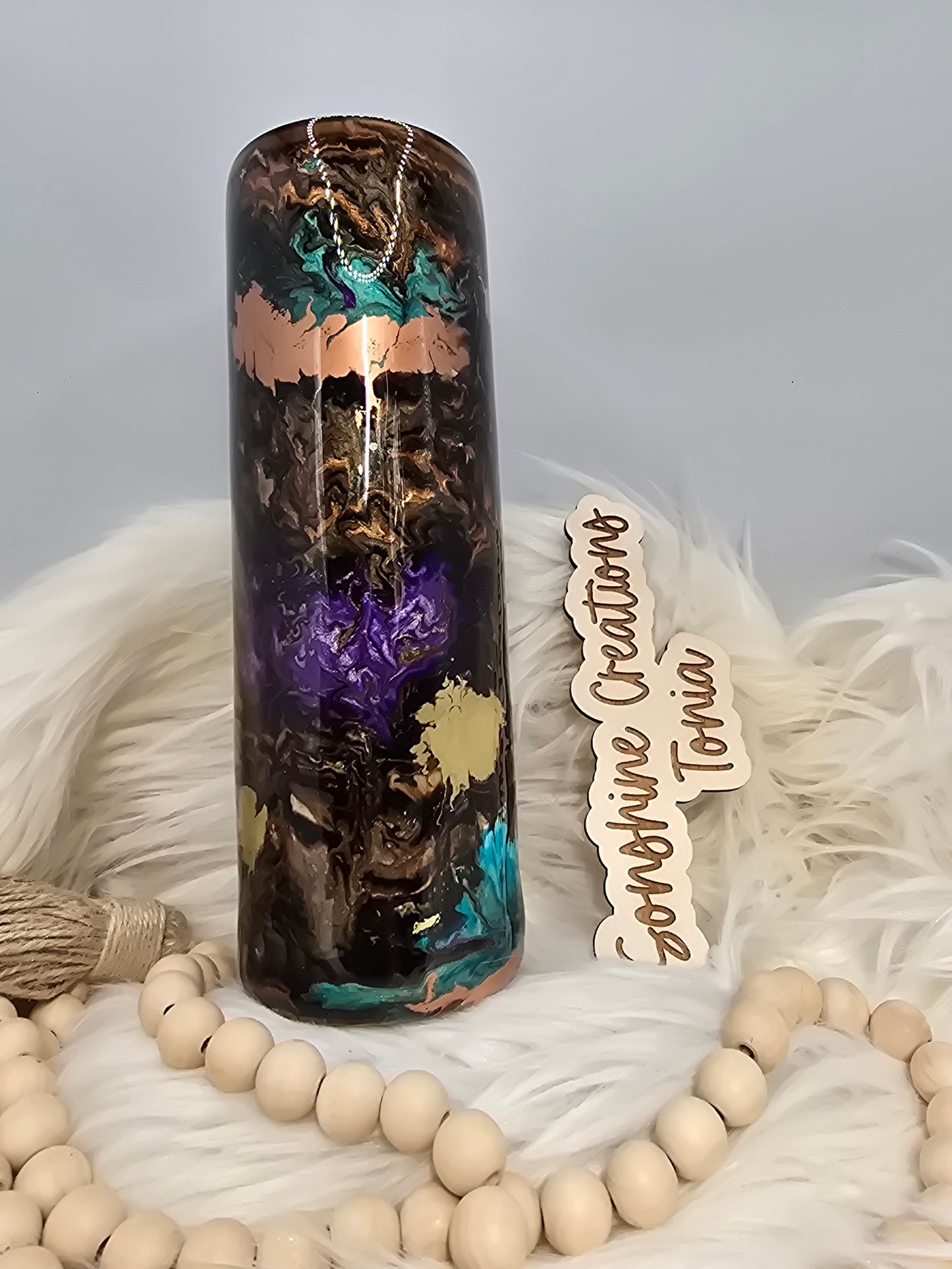 30oz Skinny-Purple, teal, earth tones