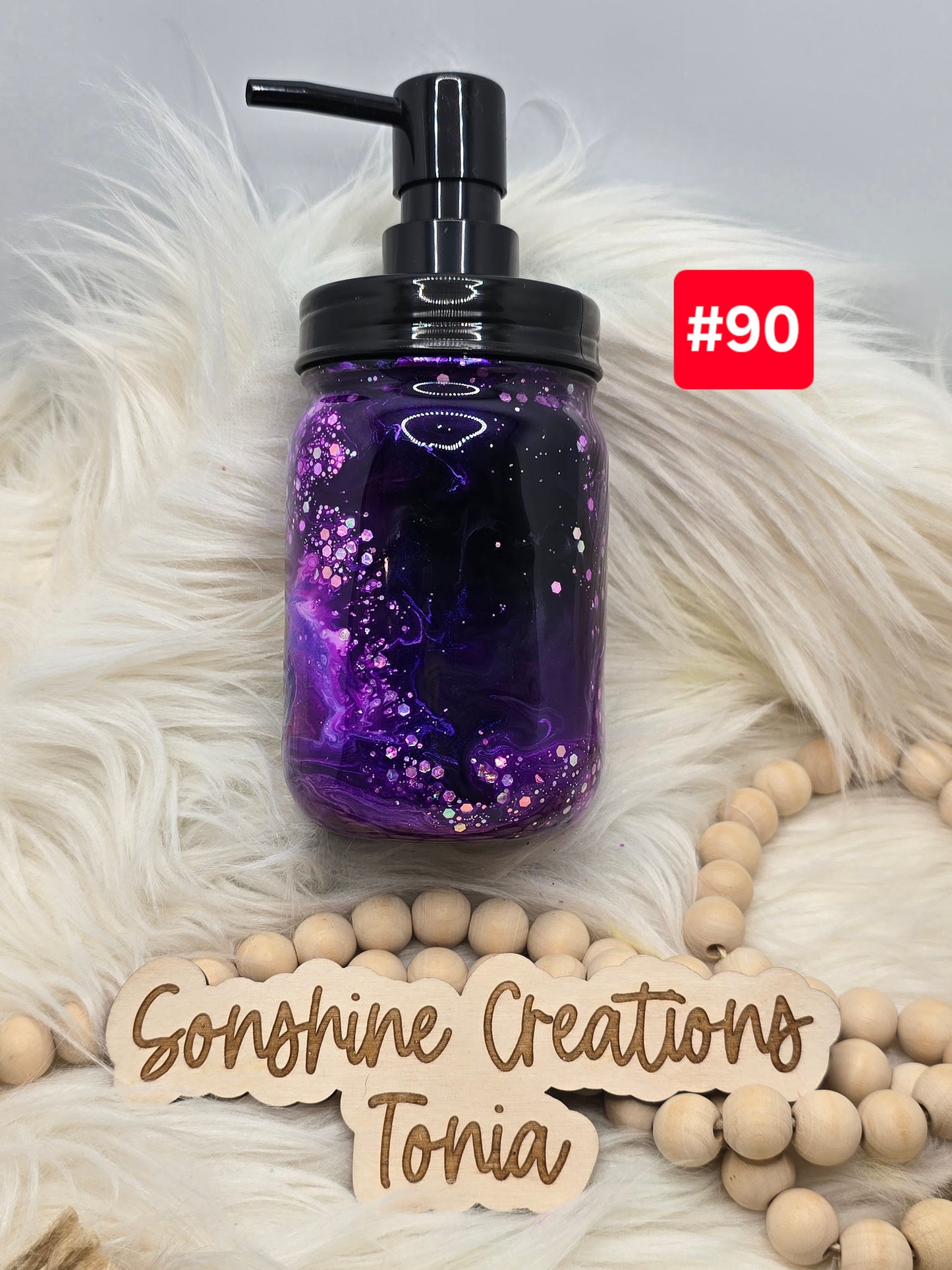 #90 Live Sale 2/01/2026 - 16oz Glass soap dispenser- Purple Rain