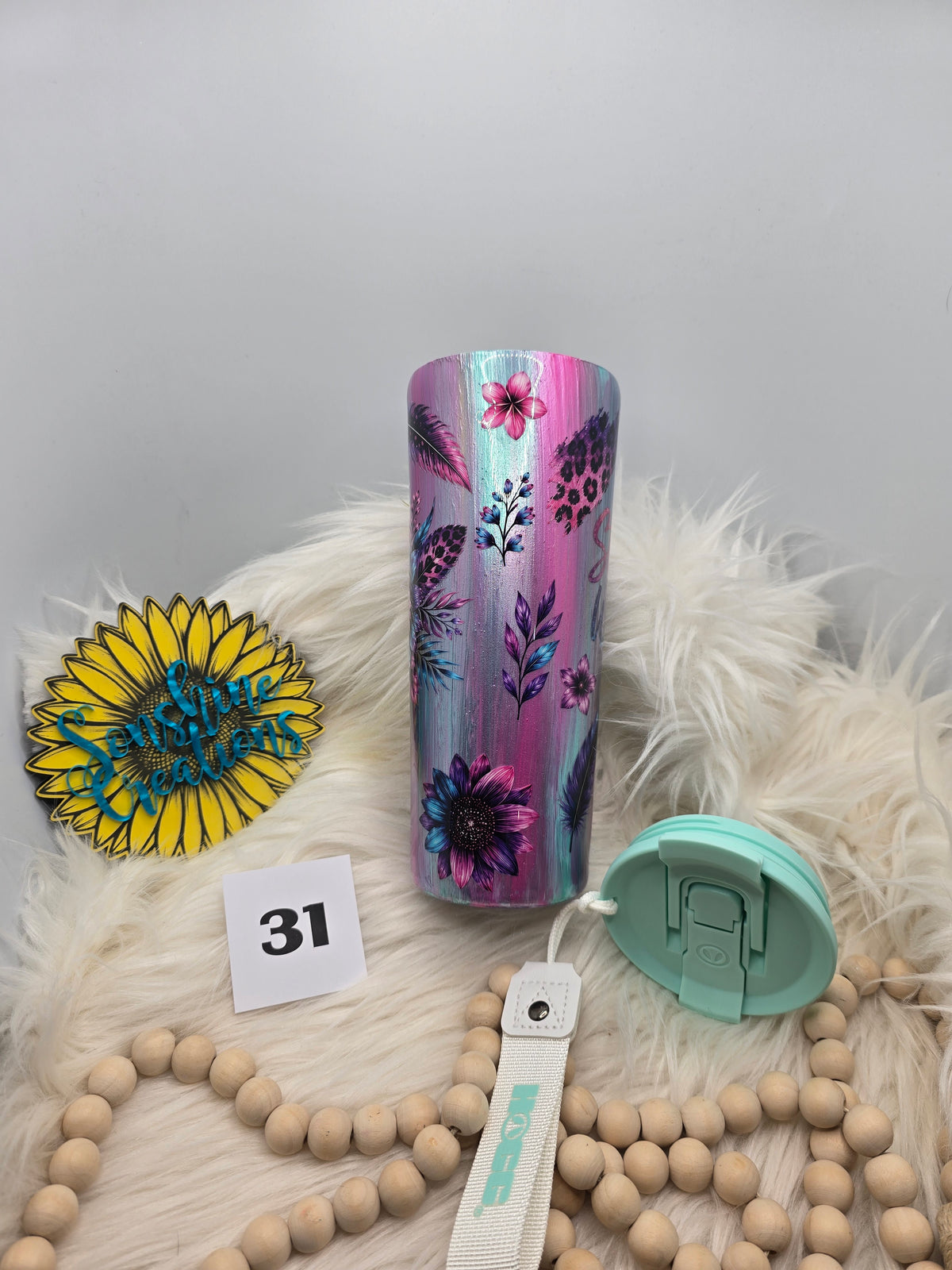#31 - 24oz Dual Flip, mint lid - Leopard Foil with Stay Wild