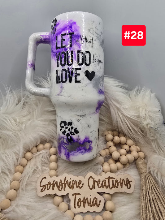 #28--Live Sale 12/07/2025 - 40oz Handle- Purple elegance- Let that You Do be done in Love