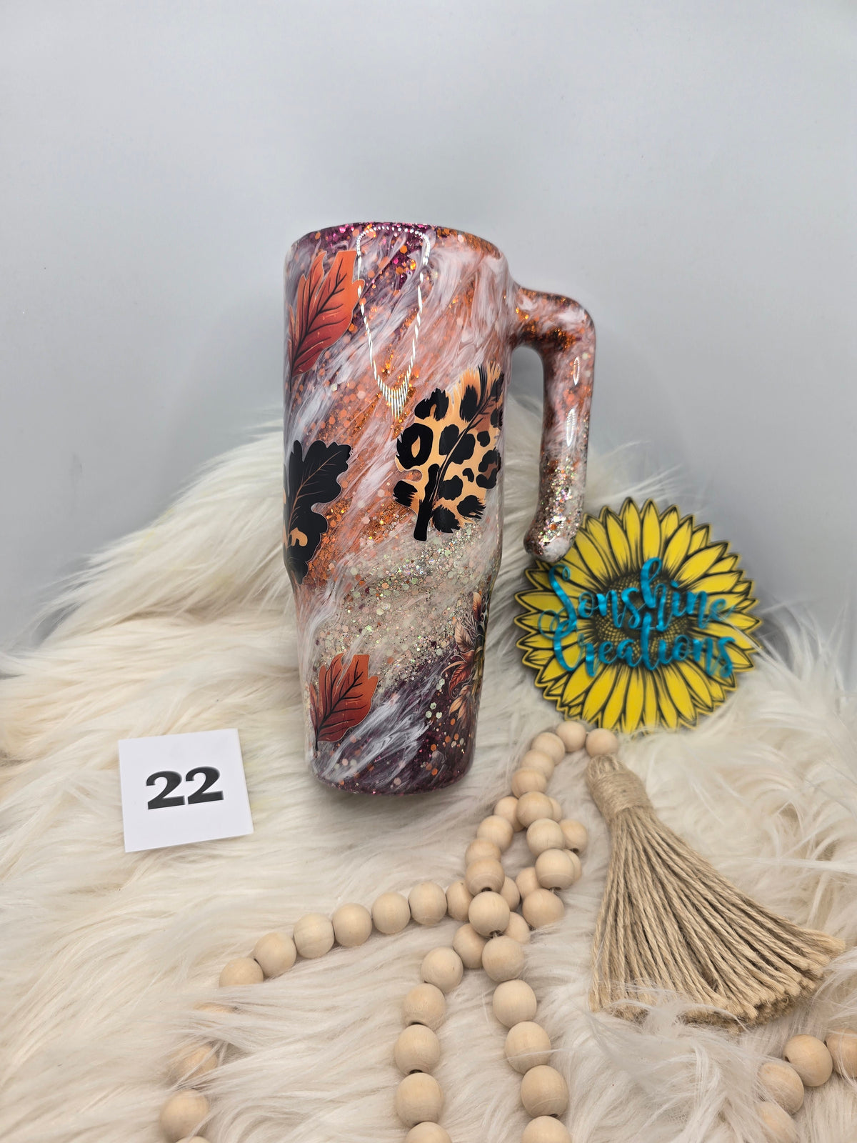 #22 - 30oz Grippy - Hello Fall Leopard Leaves - Milkyway