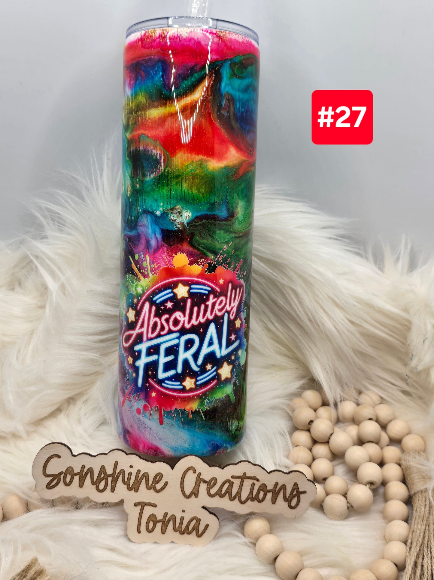 #27 Live Sale 2/01/2026 - 30oz Skinny- Rainbow ink swirl on foil base- Absolutely Feral