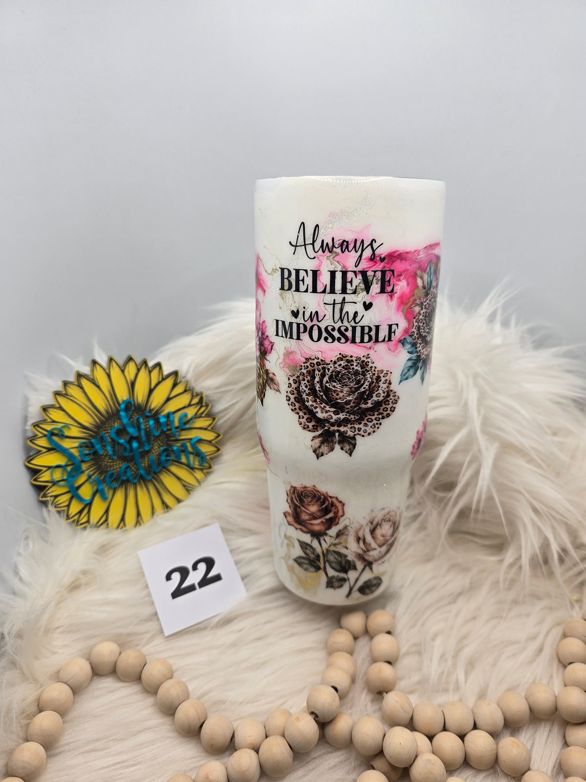 #22 - 30oz Big Swig - Pink Elegance with Pink Leopard Flowers and Always Believe quote