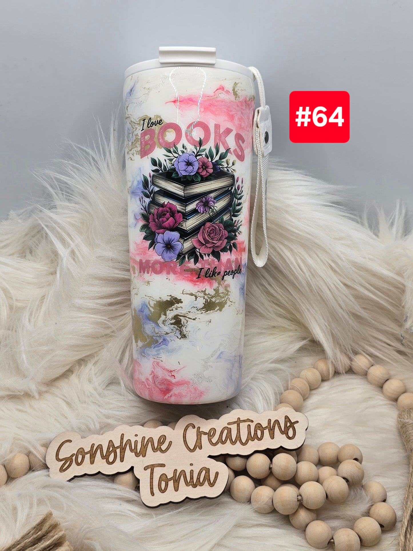 #64 Live Sale 2/01/2026 - 24oz Dual Flip- pink purple elegance- I love books more than I like people