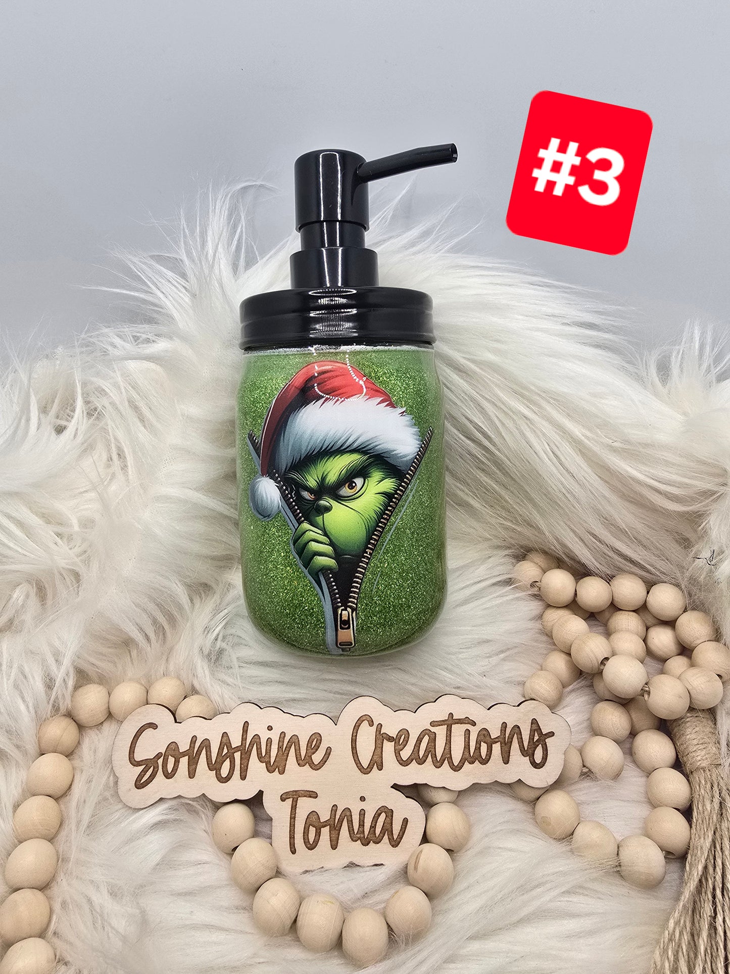 #3--Live Sale 12/07/2025 - 16oz Soap Dispenser- Green Man Zipper