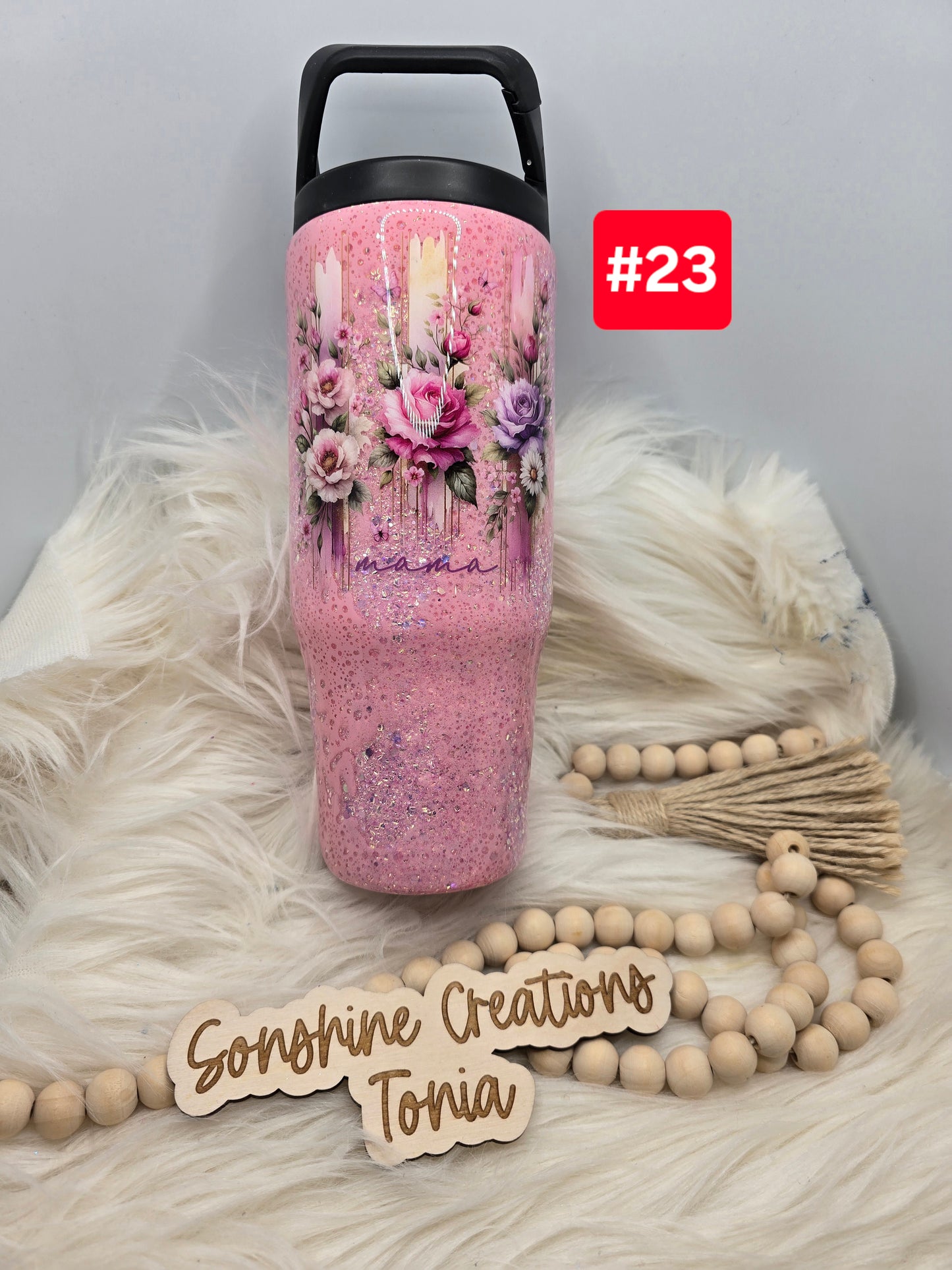 #23 Live Sale 5/03/2026 - 30oz Clipmate- Pink Power wash- Flowers "Mama"