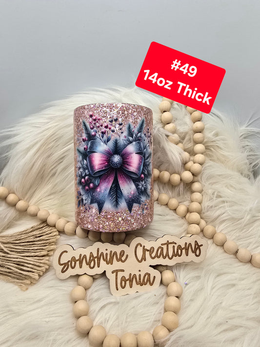 #49 Tonia's Live Creations : 14oz Thick- Pink Christmas bow